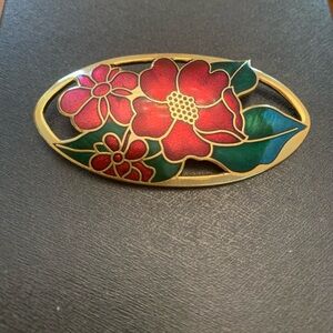 Vintage Floral brooch and pierced earrings